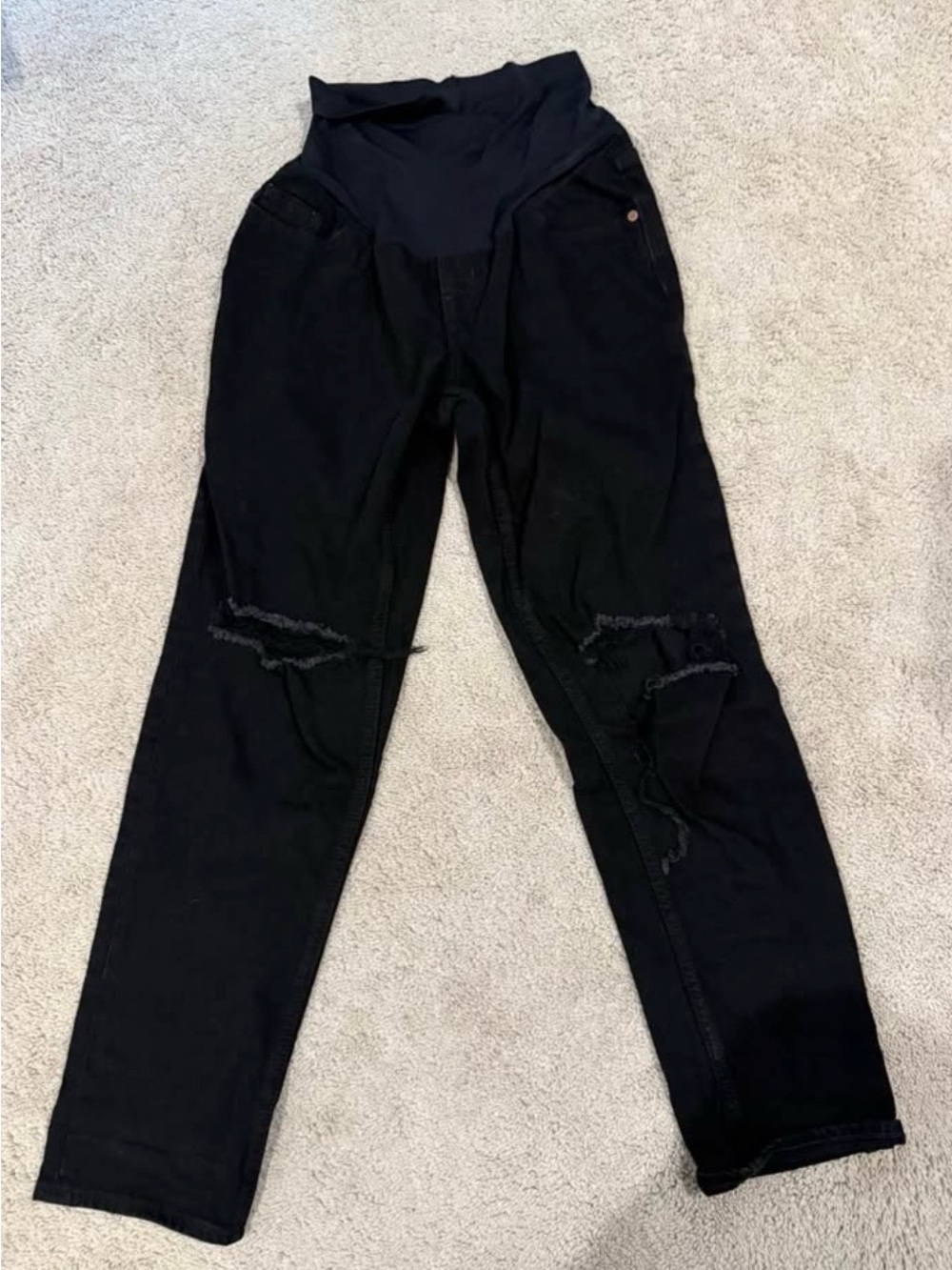GAP Black Ripped Maternity Jeans - belly panel